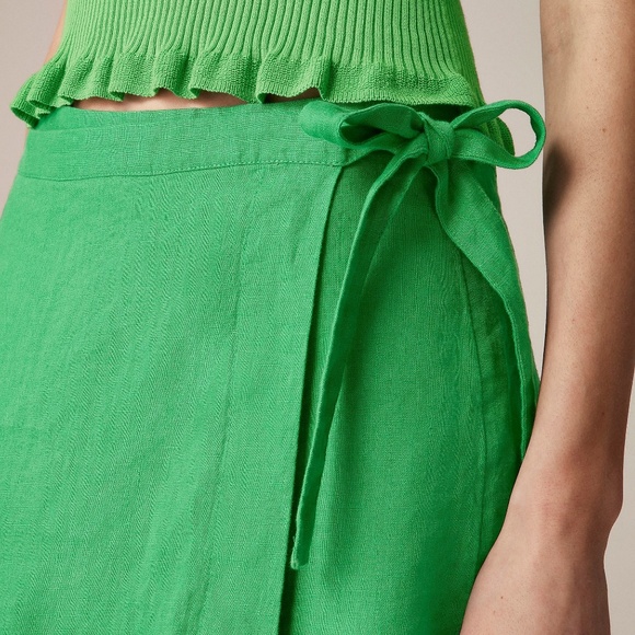 NWT!! J. CREW Wrap Skirt Linen Solid White Mini Tie Waist Preppy Lined Size 4 - Picture 7 of 15